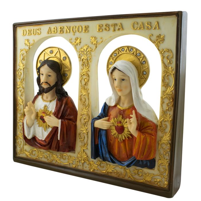 Quadro Sagrado Coração de Jesus e Maria 25x30 CM - Imagem 2