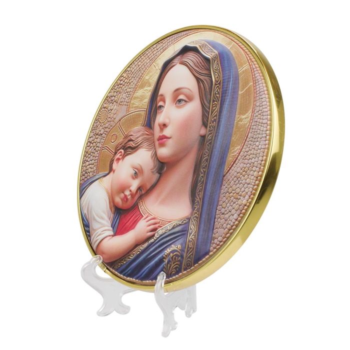 Quadro Menino Jesus No Colo Da Virgem Maria 21 CM - Imagem 4