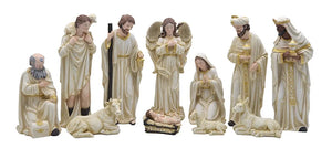 Presépio 11 Peças 30 CM de Altura Marfim e Dourado - Escultura em Resina
