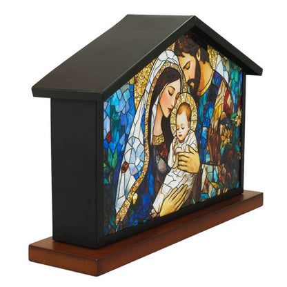 Vitral Sagrada Família Casa Com Luz 16.5x23 CM - Imagem 4