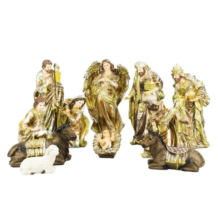 Presépio Trajes Dourados 11 Peças 29 CM